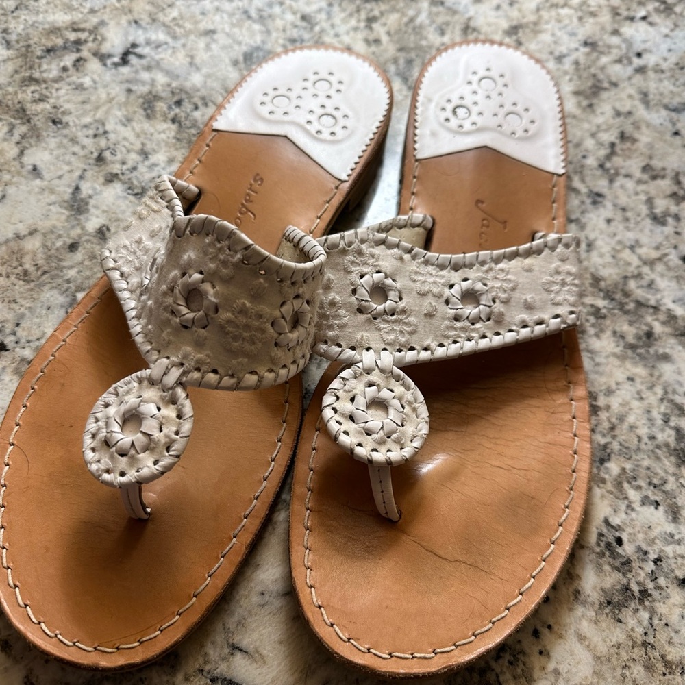 Jack Rogers Cream and Tan Sandals